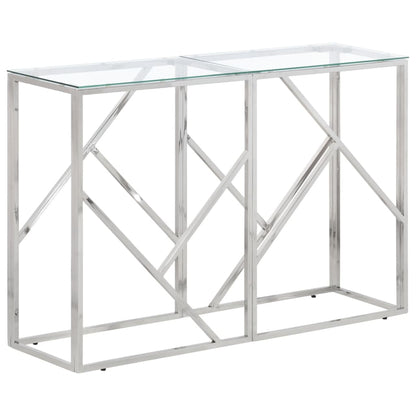 vidaXL Table console Argenté Acier inoxydable et Verre trempé