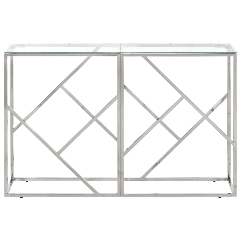 vidaXL Table console Argenté Acier inoxydable et Verre trempé
