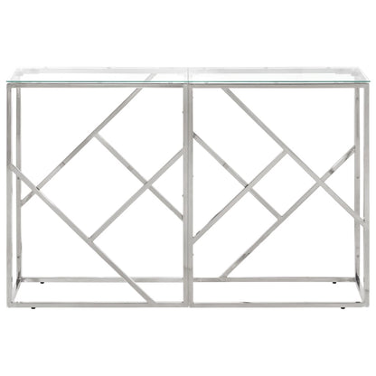 vidaXL Table console Argenté Acier inoxydable et Verre trempé