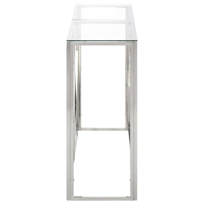 vidaXL Table console Argenté Acier inoxydable et Verre trempé