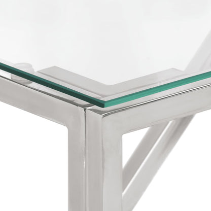 vidaXL Table console Argenté Acier inoxydable et Verre trempé