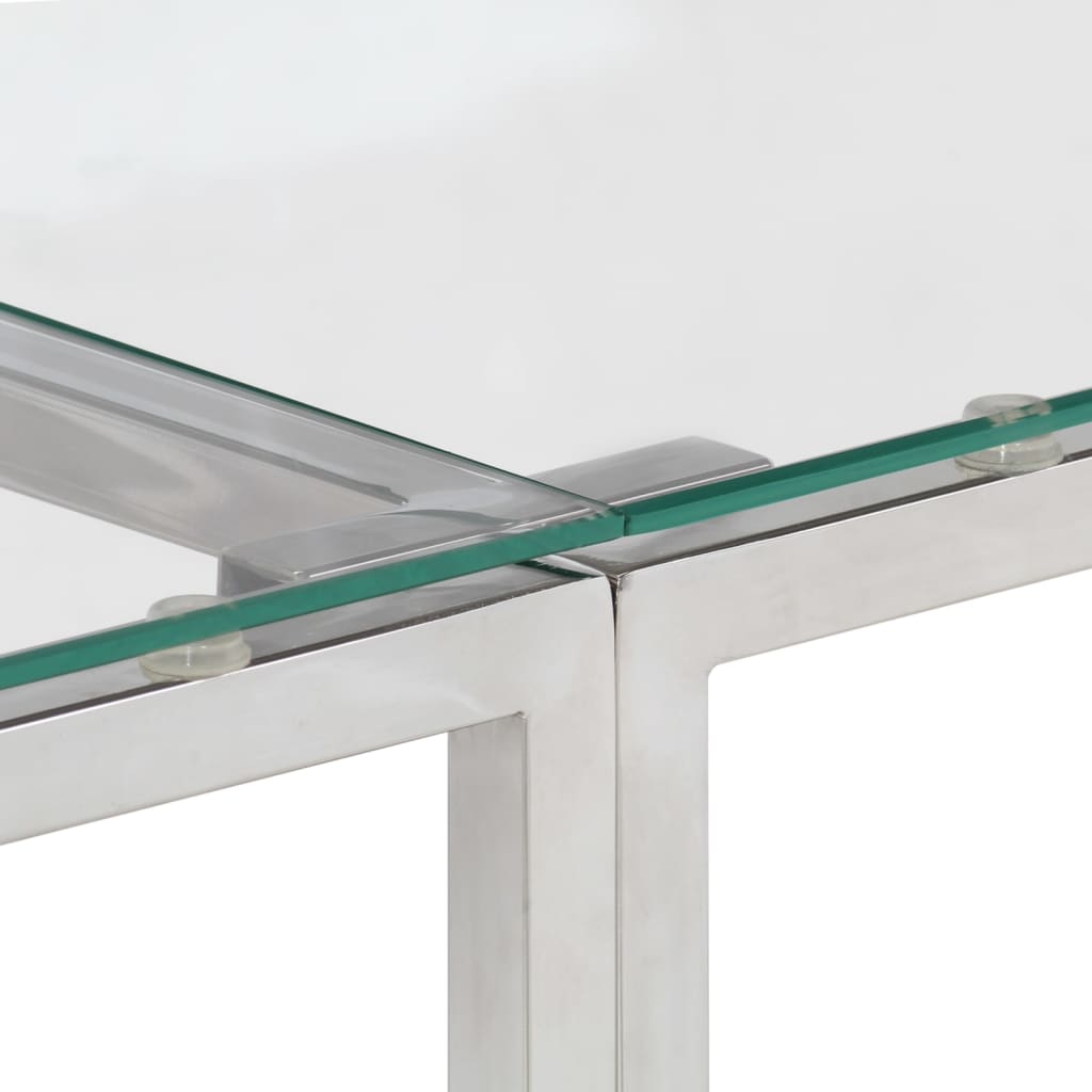 vidaXL Table console Argenté Acier inoxydable et Verre trempé