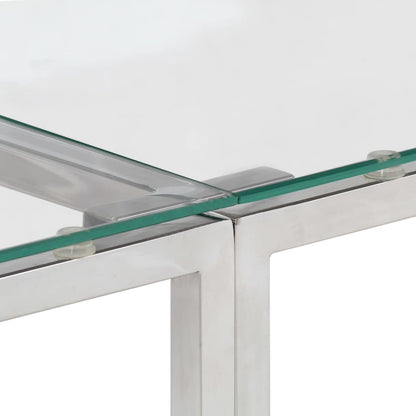 vidaXL Table console Argenté Acier inoxydable et Verre trempé