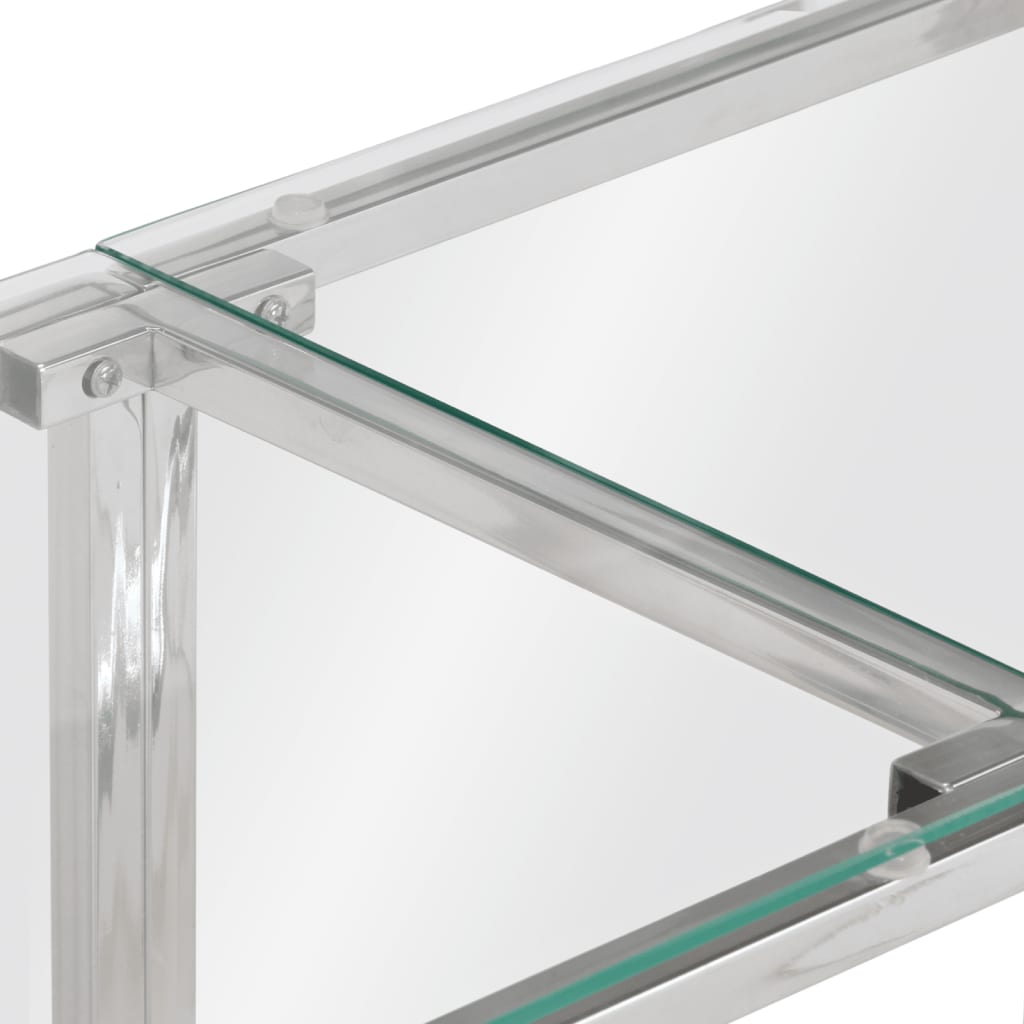 vidaXL Table console Argenté Acier inoxydable et Verre trempé
