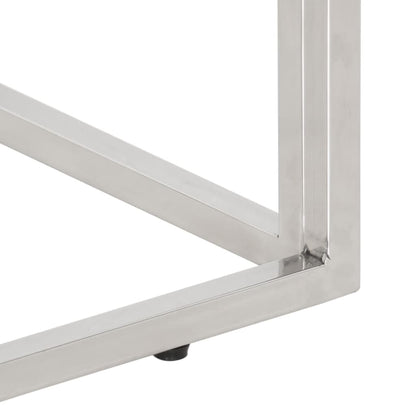 vidaXL Table console Argenté Acier inoxydable et Verre trempé