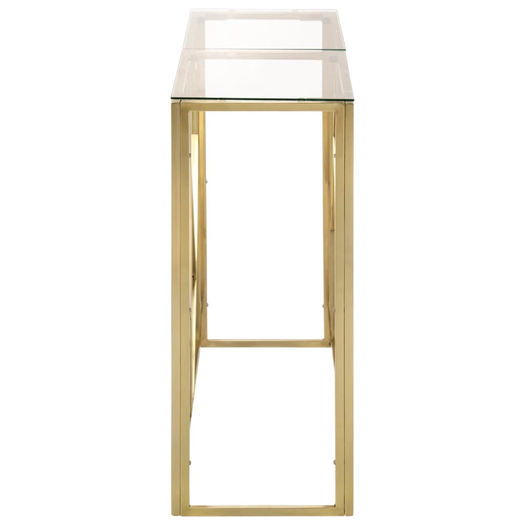 vidaXL Console en verre trempé et acier inoxydable doré