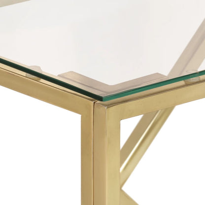 vidaXL Console en verre trempé et acier inoxydable doré