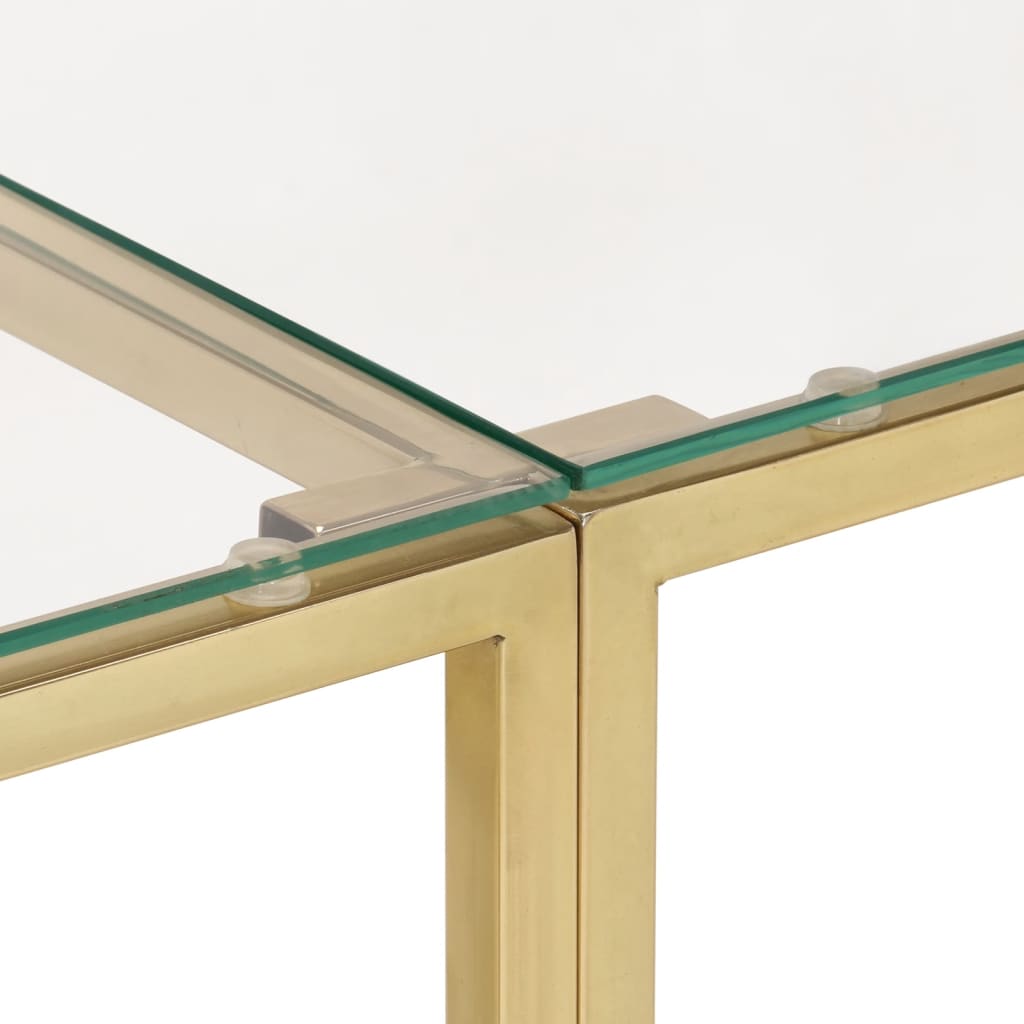 vidaXL Console en verre trempé et acier inoxydable doré