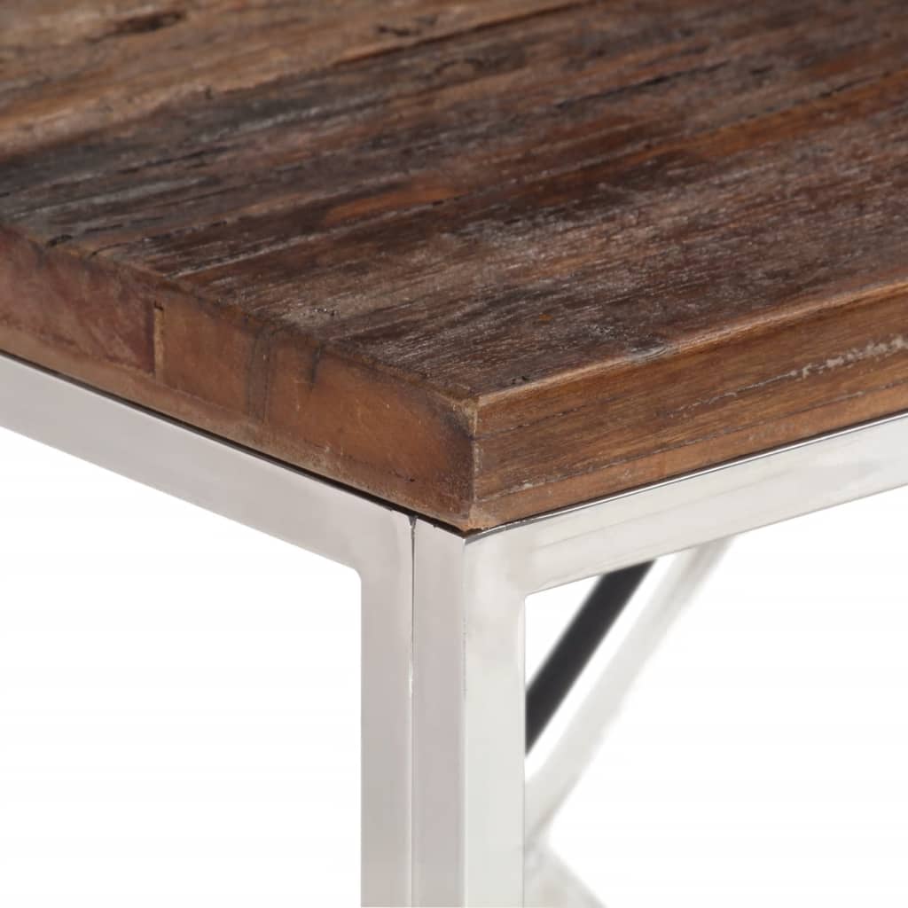 vidaXL Console en bois de récupération massif et acier inoxydable argenté