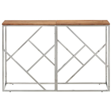 vidaXL Table console Argent Acier inoxydable et Bois d'acacia massif