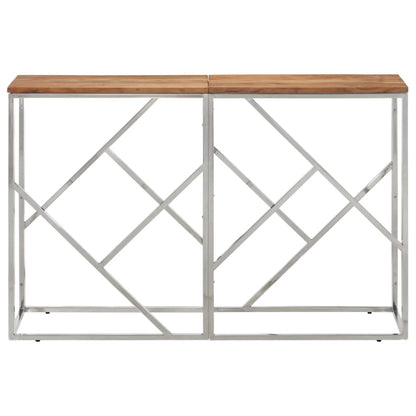 vidaXL Table console Argent Acier inoxydable et Bois d'acacia massif
