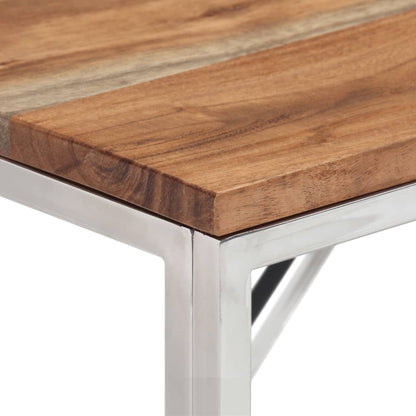 vidaXL Table console Argent Acier inoxydable et Bois d'acacia massif