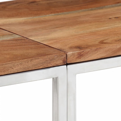 vidaXL Table console Argent Acier inoxydable et Bois d'acacia massif