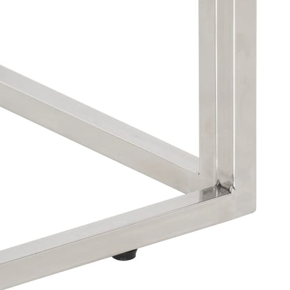 vidaXL Table console Argent Acier inoxydable et Bois d'acacia massif