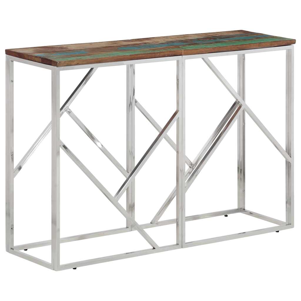 vidaXL Console Argentée Acier Inoxydable et Bois de Récupération Massif