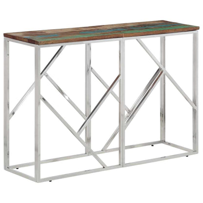 vidaXL Console Argentée Acier Inoxydable et Bois de Récupération Massif