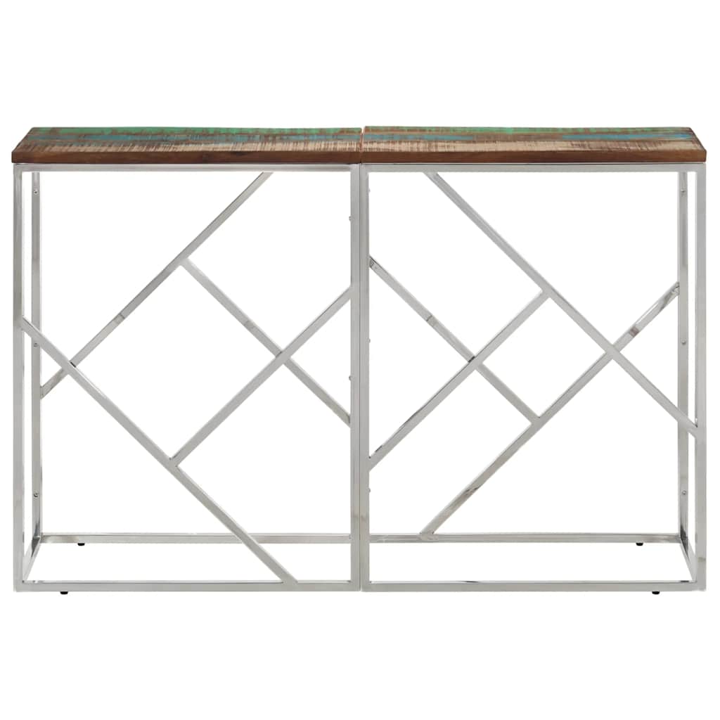 vidaXL Console Argentée Acier Inoxydable et Bois de Récupération Massif