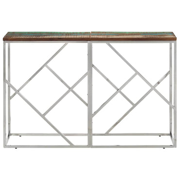 vidaXL Console Argentée Acier Inoxydable et Bois de Récupération Massif