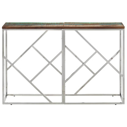 vidaXL Console Argentée Acier Inoxydable et Bois de Récupération Massif