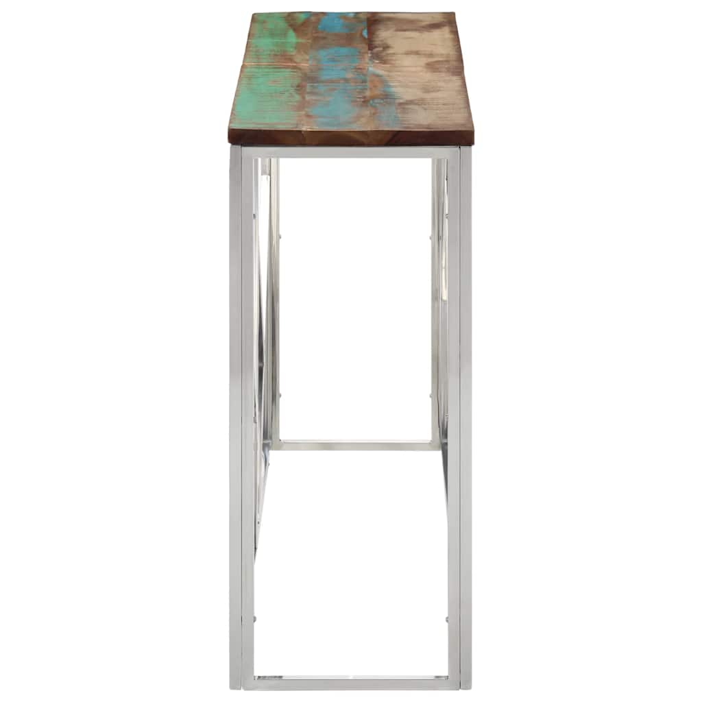 vidaXL Console Argentée Acier Inoxydable et Bois de Récupération Massif