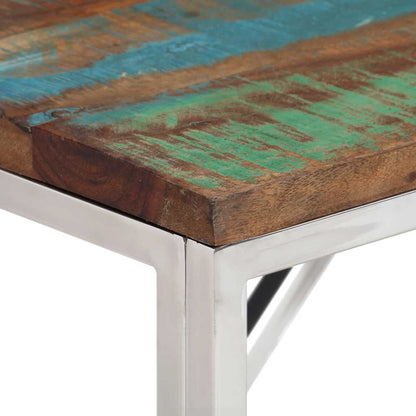 vidaXL Console Argentée Acier Inoxydable et Bois de Récupération Massif