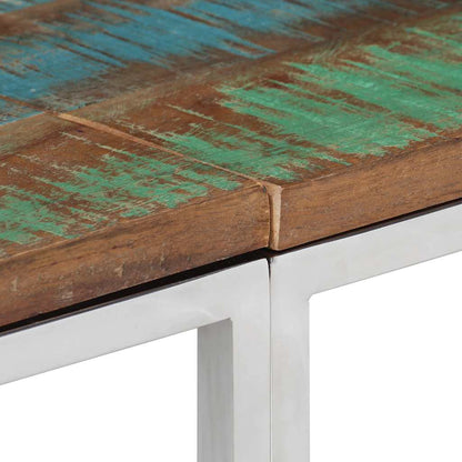 vidaXL Console Argentée Acier Inoxydable et Bois de Récupération Massif