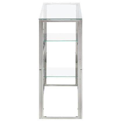 vidaXL Konsolentisch Silbern Edelstahl und Hartglas