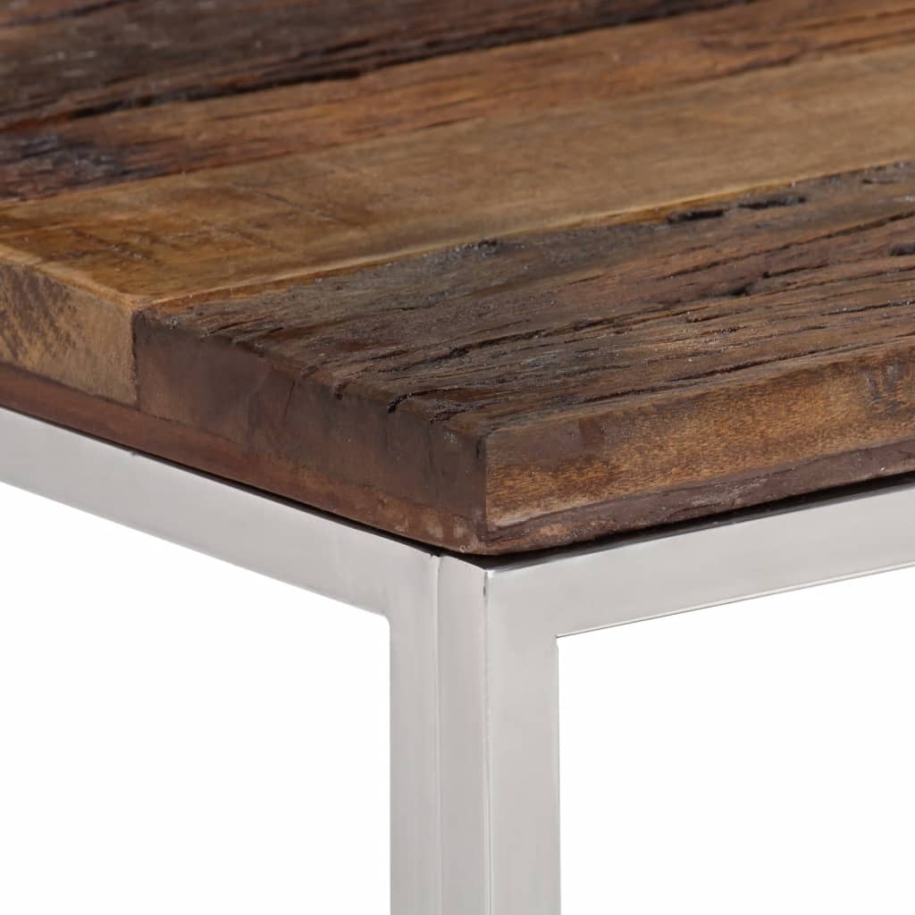 vidaXL Konsolentisch Silbern Edelstahl und Massive Holzschwellen