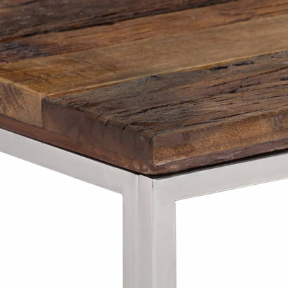 vidaXL Konsolentisch Silbern Edelstahl und Massive Holzschwellen