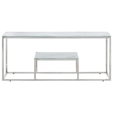 vidaXL Table basse argentée en acier inoxydable et verre trempé