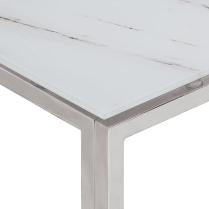vidaXL Table basse argentée en acier inoxydable et verre trempé