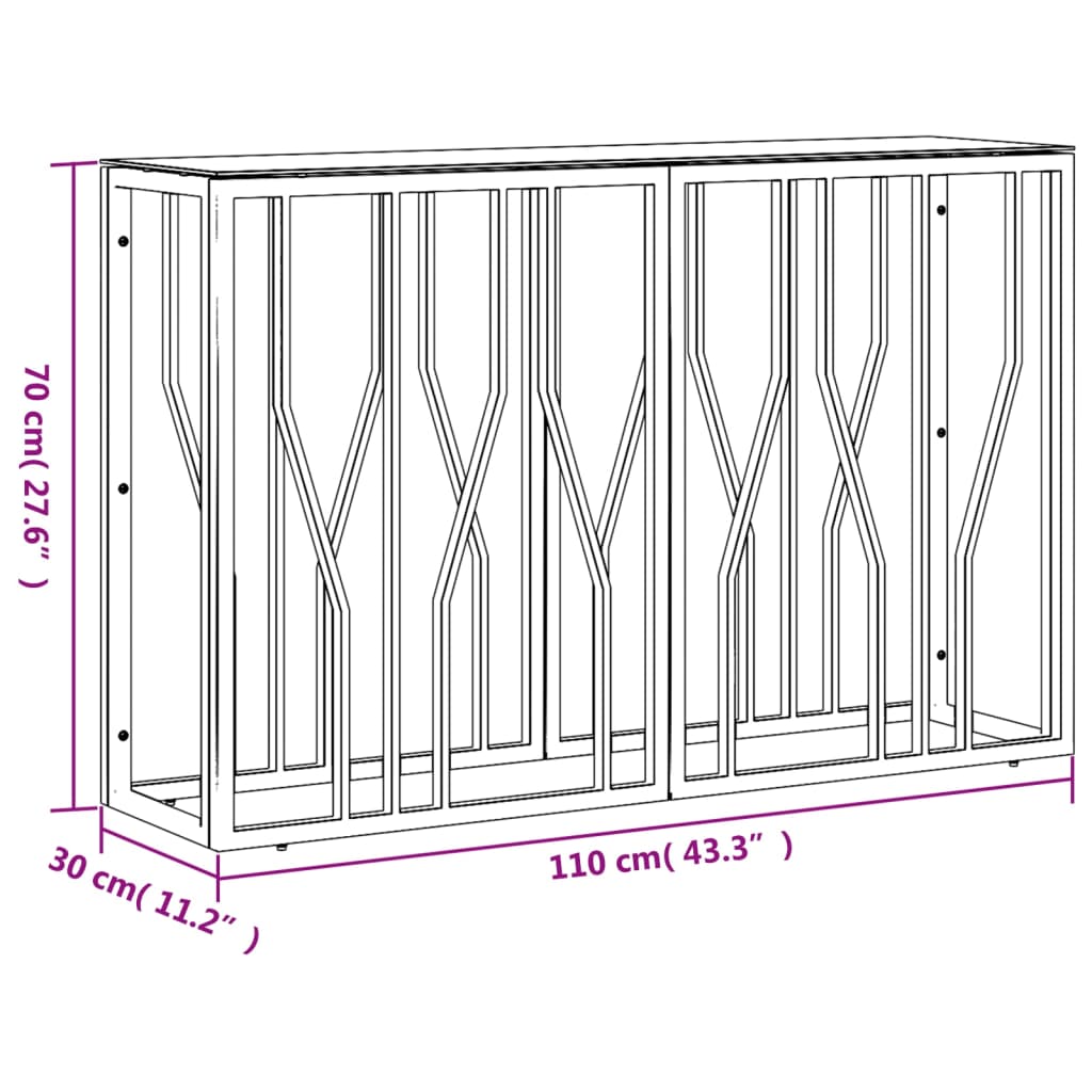 vidaXL Table console 110x30x70 cm acier inoxydable et verre