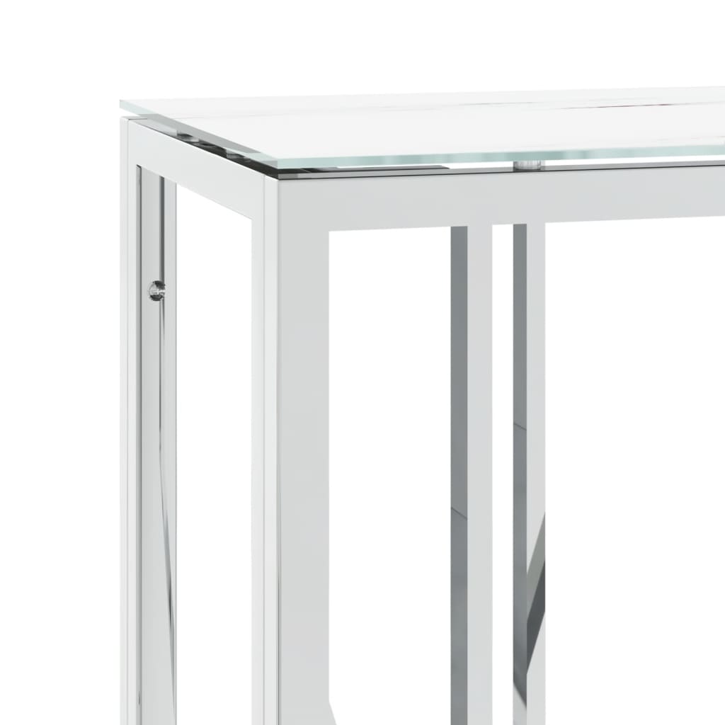 vidaXL Console Argentée 110x30x70 cm Acier inoxydable et Verre