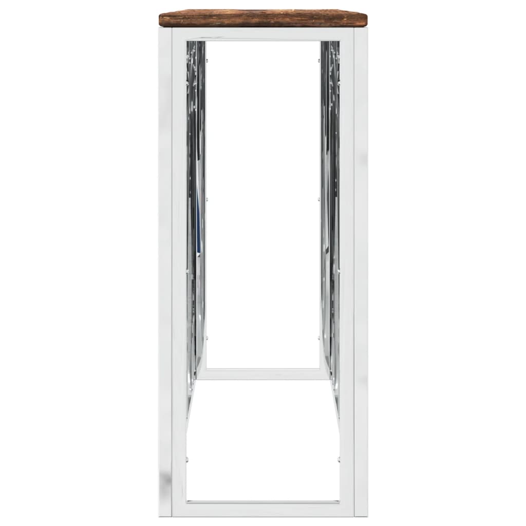 vidaXL Table console en acier inoxydable et bois de récupération massif