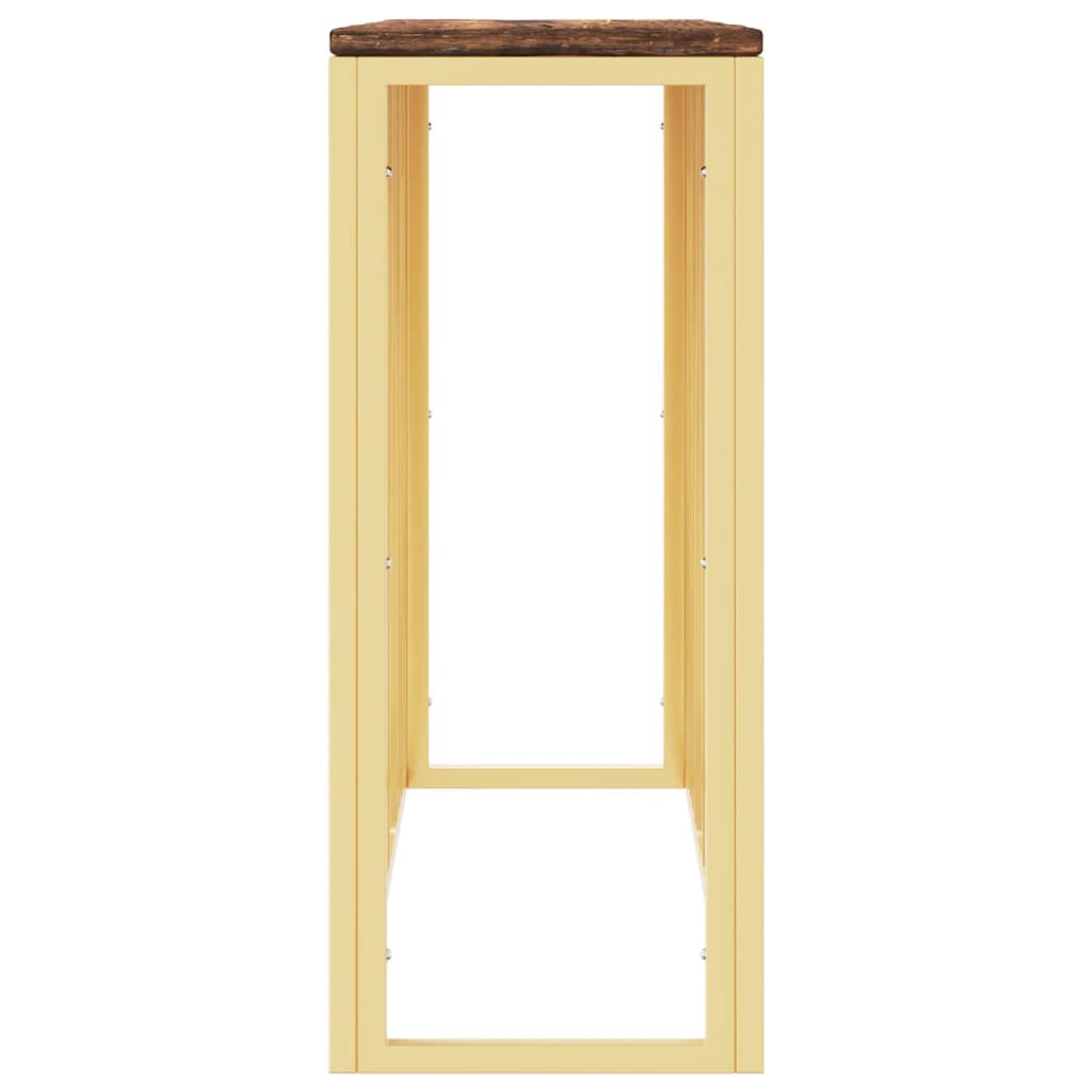 vidaXL Console plaquée en acier inoxydable doré et bois de récupération massif