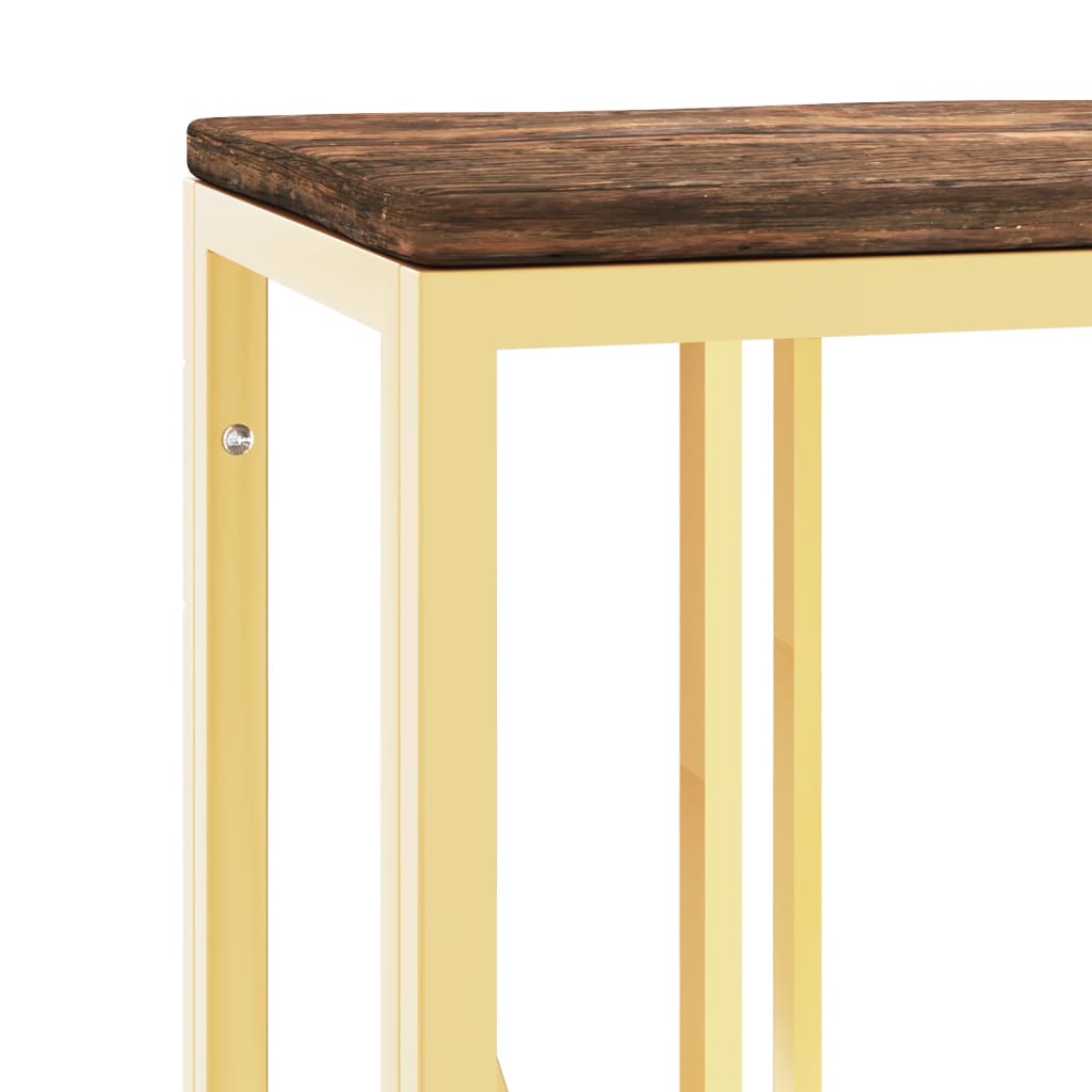 vidaXL Console plaquée en acier inoxydable doré et bois de récupération massif