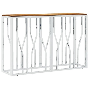vidaXL Table console Argent Acier inoxydable et Bois d'acacia massif