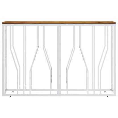 vidaXL Table console Argent Acier inoxydable et Bois d'acacia massif
