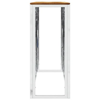 vidaXL Table console Argent Acier inoxydable et Bois d'acacia massif
