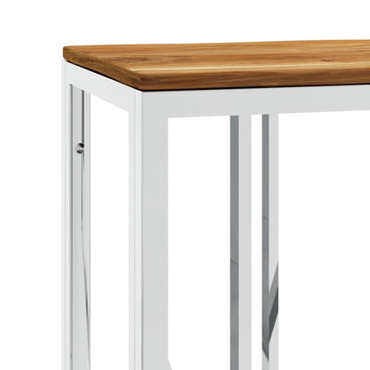 vidaXL Table console Argent Acier inoxydable et Bois d'acacia massif