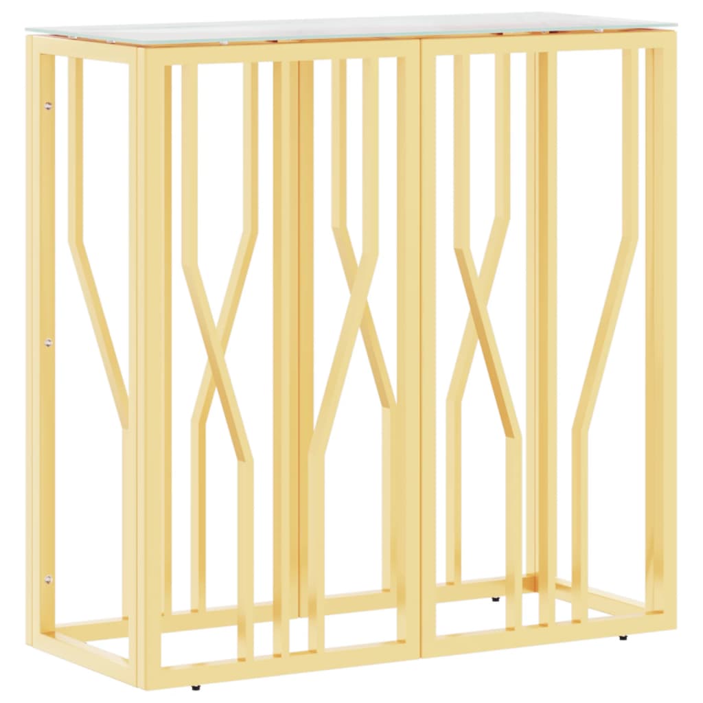 vidaXL Console dorée 70x30x70 cm acier inoxydable et verre