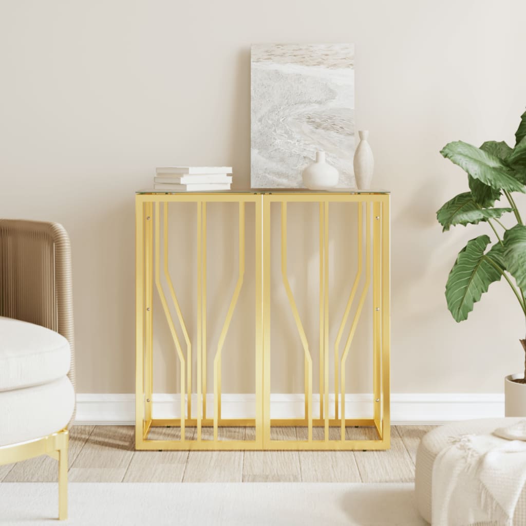 vidaXL Console dorée 70x30x70 cm acier inoxydable et verre