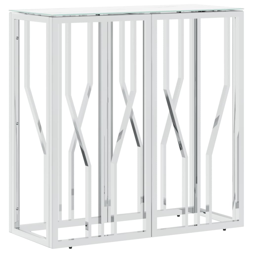 vidaXL Table console argentée 70x30x70 cm acier inoxydable et verre