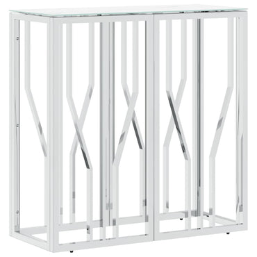 vidaXL Table console argentée 70x30x70 cm acier inoxydable et verre