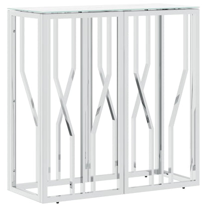 vidaXL Table console argentée 70x30x70 cm acier inoxydable et verre