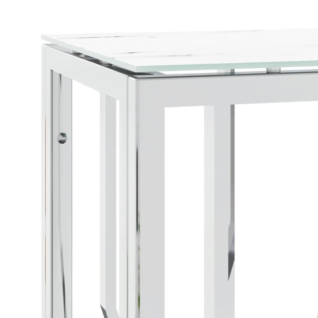 vidaXL Table console argentée 70x30x70 cm acier inoxydable et verre
