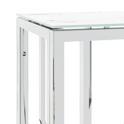 vidaXL Table console argentée 70x30x70 cm acier inoxydable et verre