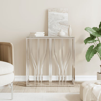 vidaXL Table console argentée 70x30x70 cm acier inoxydable et verre