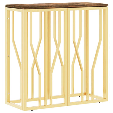 vidaXL Console plaquée en acier inoxydable doré et bois de récupération massif