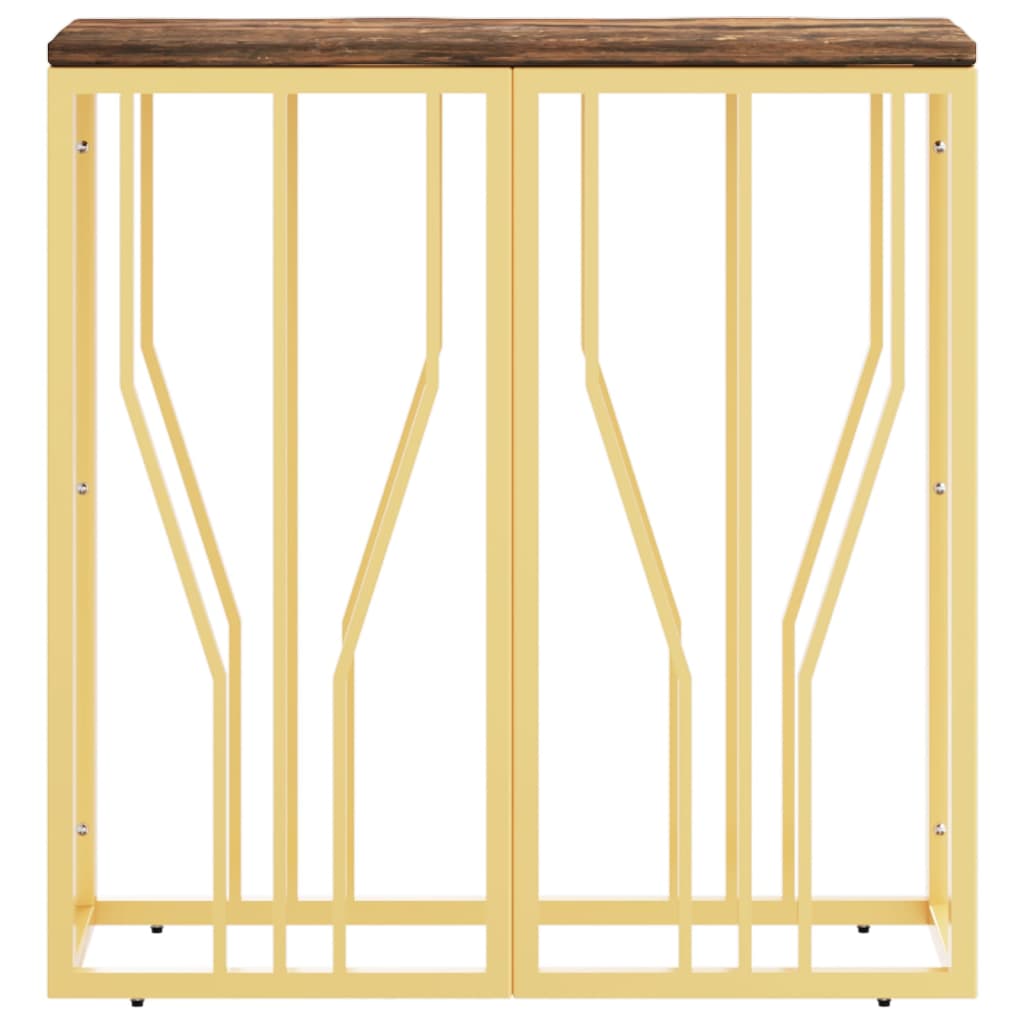 vidaXL Console plaquée en acier inoxydable doré et bois de récupération massif